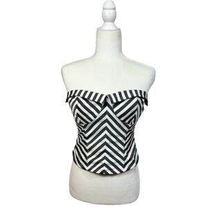 Pins and Needles Y2K Chevron Striped Bustier Top Medium Strapless Retro Pin-up